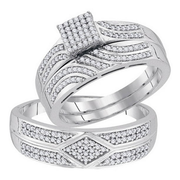 Fusion Collections Bride Groom 10k White Gold Micro Pave 