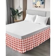 thumbnail image 4 of Orange Red Checkered Wrap Around Bed Skirts for King Bed 18" Drop, Bed Skirt with Adjustable Elastic Belt Dust Ruffle Bed Valance for Bedroom Hotel Luxury Farmhouse Buffalo Plaid Bed Frame Cover, 4 of 7