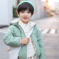 thumbnail image 6 of Godderr Boys Girls Hooded down Cotton Jacket for Baby Kids Solid Color Lightweight Cotton Coat Fleece Short Cotton Jacket with Pockets Winter down Jacket Tops for 1-7Y, 6 of 8