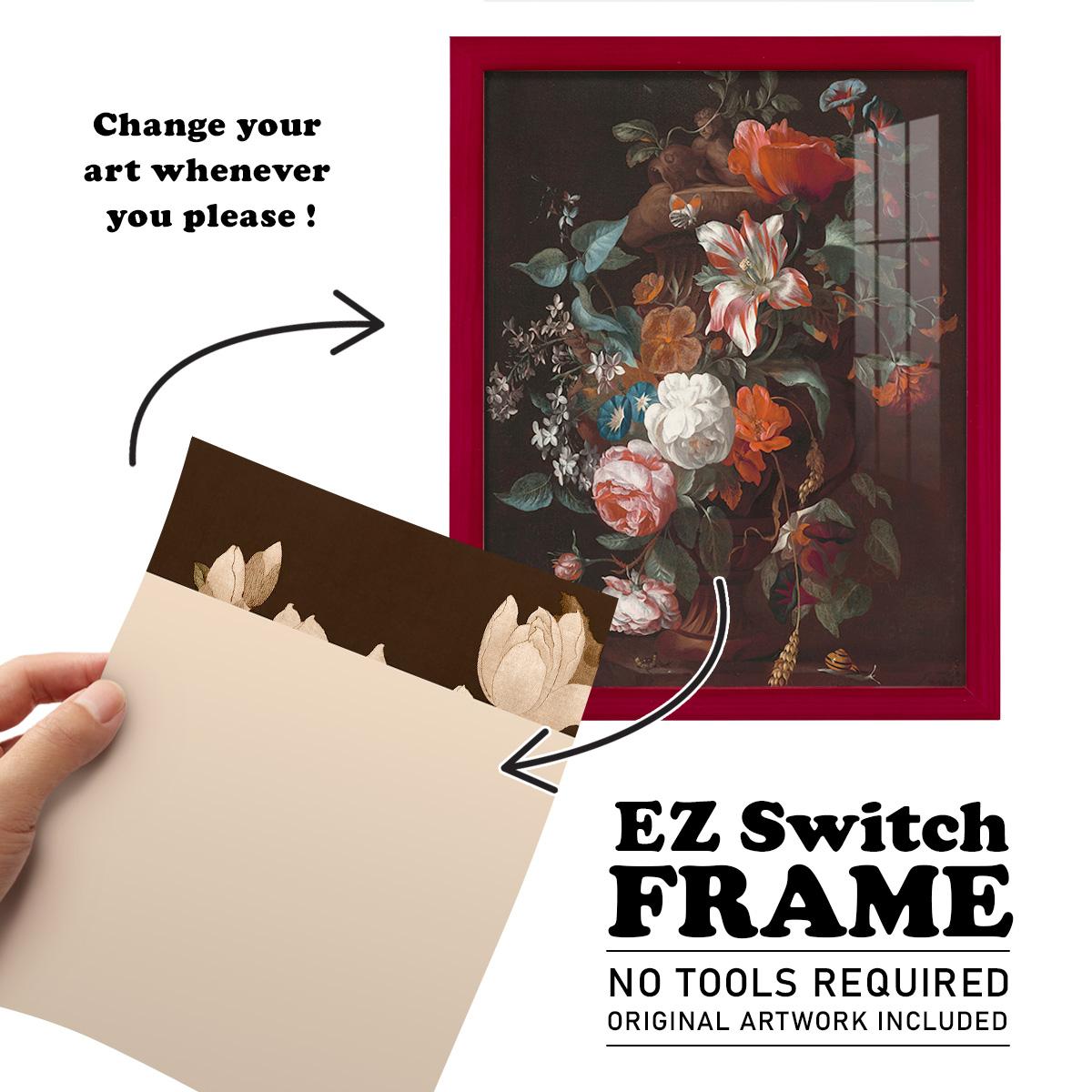 Asian Brocade II - Framed Print w/glass - Cherry Red