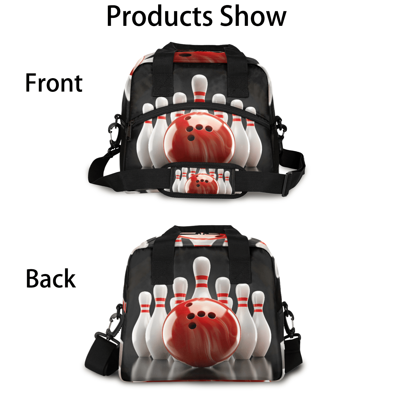 Herdesigns Bowling Ball Sports Insulated Lunch Bag for Women Men Adults Large Reusable Lunch Box Leakproof Portable Cooler Tote Bags with Adjustable Shoulder Strap