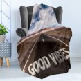 thumbnail image 4 of Chill Soft Flannel Fleece Throw Blanket, Inspirational Phrase Highway Roadme Travel Enthusiasm, Cozy Plush for Indoor and Outdoor Use, 50" x 60", Brown Dark Blue White, by Ambesonne, 4 of 5