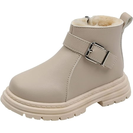 

QWZNDZGR Baby Leather Lace-Up Boots Flat Ankle Snow Boots Newborn Warm First Walker Crib Outdoor Shoes with Non Skid Bottom