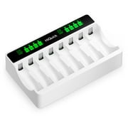 HiQuick 8 Bay LCD Smart Battery Charger for Ni-MH Ni-CD AAA AA Rechargeable Batteries
