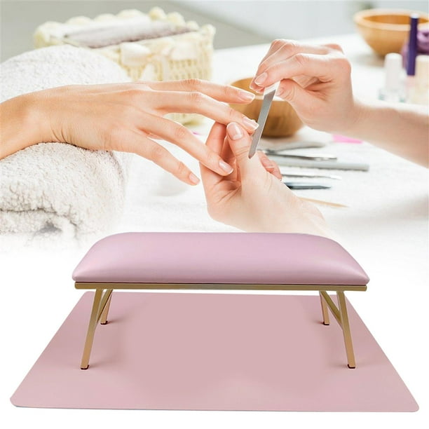 Almohada ortopédica para uñas y tapete, herramienta de manicura, mesa cómoda de cuero sintético, cojín ergonómico para reposamanos, rosa.