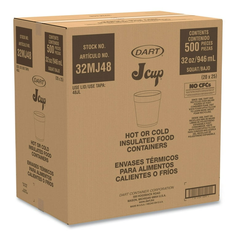 Foam Containers, Squat, 16 oz, White, 25/Bag, 20 Bags/Carton Foam Containers, Squat, 16 oz, White, 25/Bag, 20 Bags/Carton