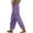 Purple, variant on Women's Cotton Linen Wide Leg Pants, High Waist Elastic Waist Ankle Length Casual Trousers with Pockets, Comfortable Breathable Loose Fit Pants for Yoga, Beach, Holiday and Daily Wear Beige L
