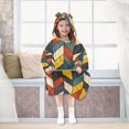thumbnail image 7 of FORMRS Wearable Blanket Hoodie with Sleeves for Kids Cozy Flannel Sweatshirt, Red Geometric, 7 of 7