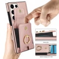 thumbnail image 3 of Dteck Card Slots Wallet Case for Samsung Galaxy S22 Ultra,Shockproof Premium PU Leather Kickstand Protective Cover with Ring Holder Back Case,Rosegold, 3 of 8