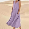 thumbnail image 2 of Summer Plus Size Tank Dresses for Womens 2025 Fashion Sleeveless Casual Pocket V-Neck Neck Solid Long Dress, 2 of 4