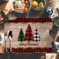 thumbnail image 6 of Merry Christmas Placemats Set of 8, Farmhouse Buffalo Plaid Christmas Tree Table Mats Washable Heat-Resistant Non-Slip for Kitchen Dinner Table Indoor Outdoor Decor,13x19 Inch Red Black Green, 6 of 9