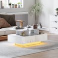 thumbnail image 2 of HOMCOM Modern Coffee Table with LED Lights Center Table High Gloss White, 2 of 10