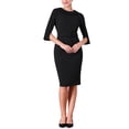 thumbnail image 1 of Vestido lápiz vintage de media manga con cinturón para mujer INSPIRE CHIC, color negro, talla XL, 1 of 5