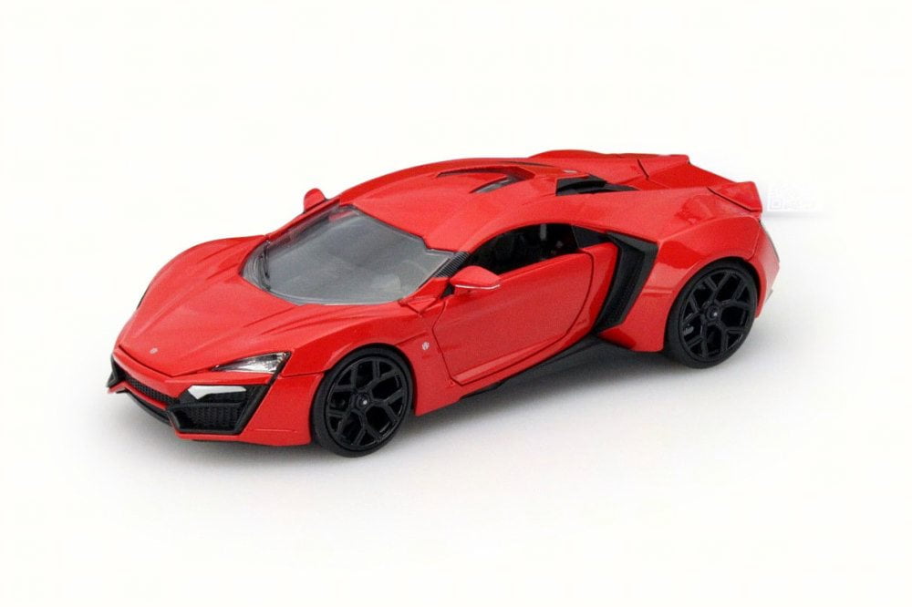 8.25" Diecast 1:24 Car By Jada Toys Red Fast and Furious 7 LYKAN HYPERSPORT
