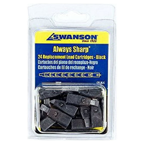 Swanson CPLBLK Cartouches de Plomb de Remplacement Noires pour Crayon Charpentier Toujours Tranchant - 24Count