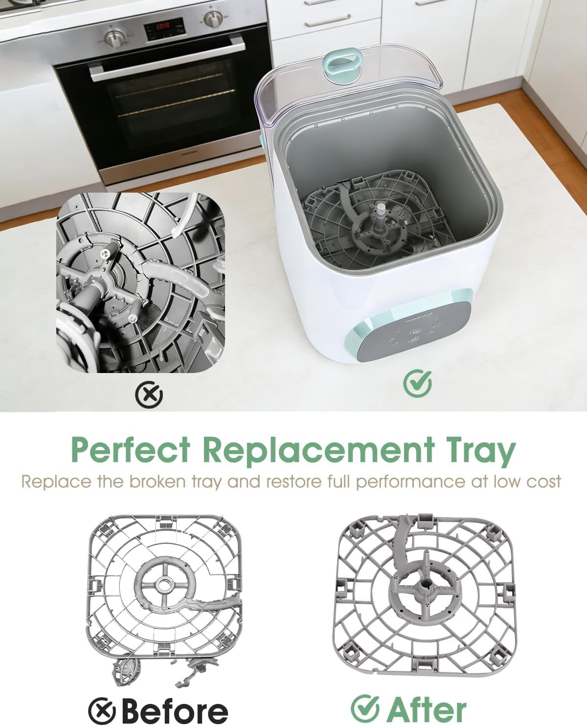 w Replacement Base Tray for Momcozy Bottle Washer, Bottom Tray Compatible with MomCozy KleanPal Pro & Grownsy EaseClean Bottle Washer Pro