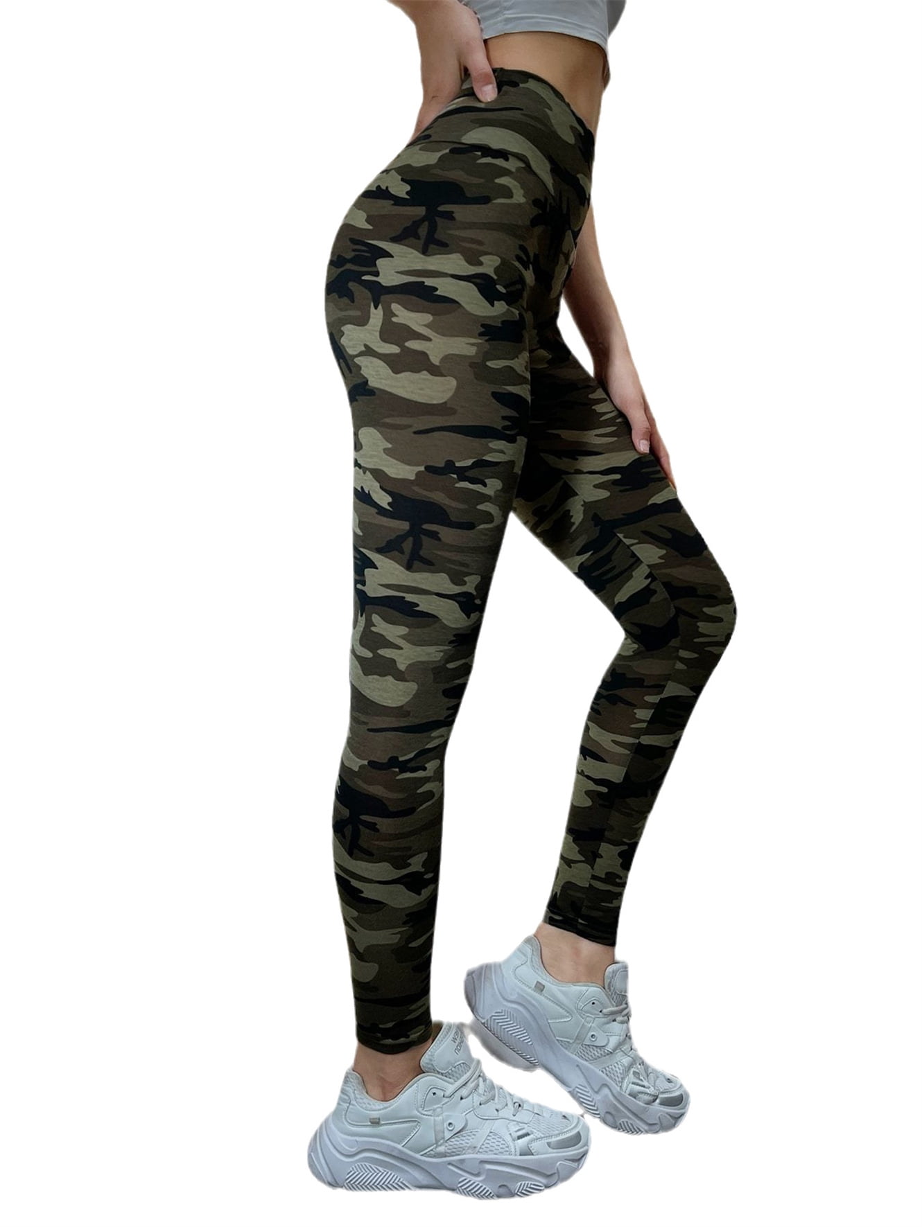 Women's High Waist Camo Leggings Army Green 