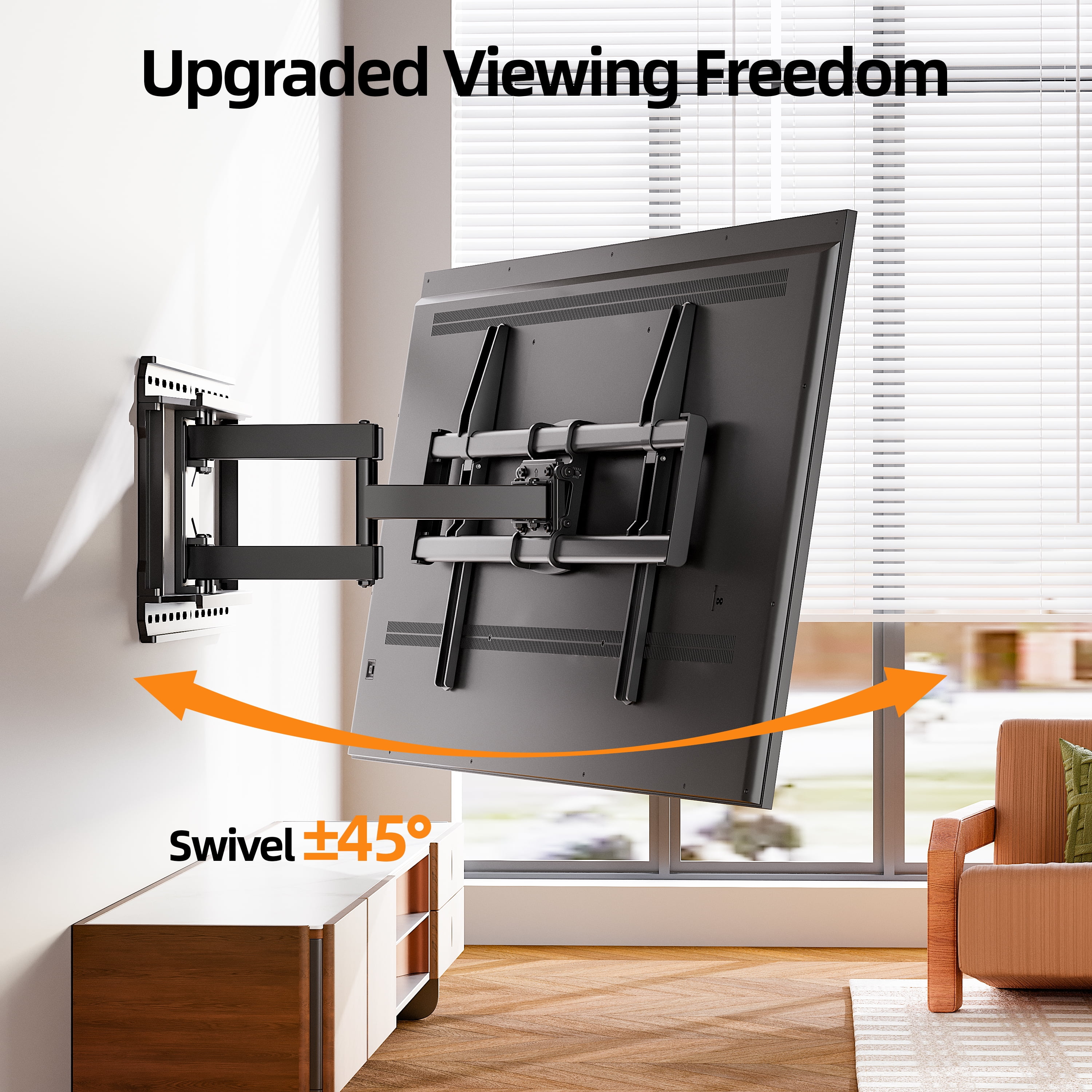 MountLiving Full Motion TV Wall Mount for 37-95" Screens, Pre-Assembled with Swivel & Tilt, Max VESA 600x400mm, 150 lbs Capacity, Fits 24" Wood Studs