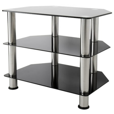 AVF Black Glass Floor Stand with Chrome Legs for TVs up to 32