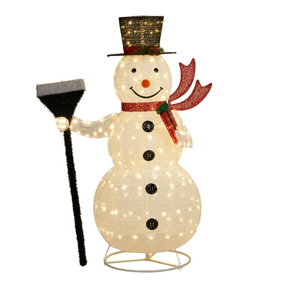 Zimtown 5ft LED Lighted Snowman Christmas Snowman w/ 200 LED Lights Pop-Up
