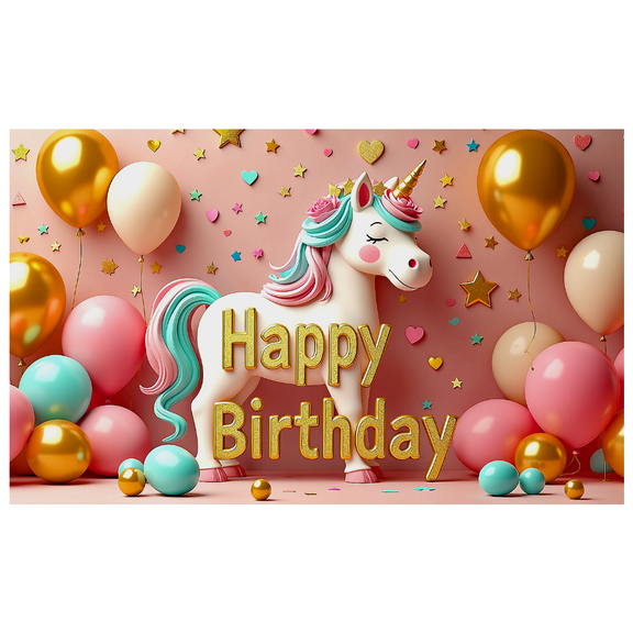 Unicorn Themed Happy Birthday Banner Party Decorations Backdrop for Birthday Parties Photography Props Kids Celebrations