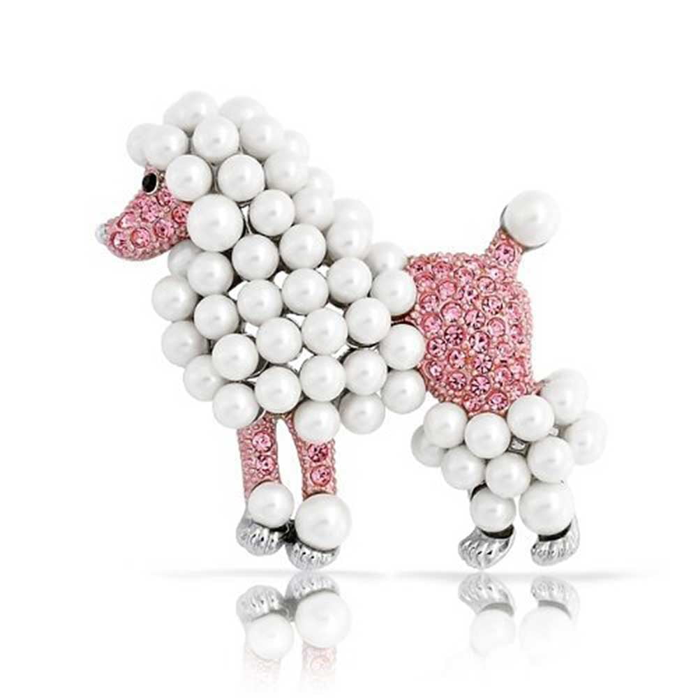Bling Women Fashion Necklace Fabric Scarf Big Poodle Dog Pendant Pink Black Blue
