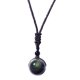 thumbnail image 3 of Collar con colgante de obsidiana natural y cadena trenzada. 14 mm 16 mm, 3 of 9