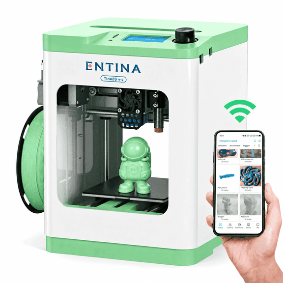 Entina Desktop 3D Printer Tina2S, Wi-Fi Control Auto Leveling Heated Plate for Beginners STEM DIY