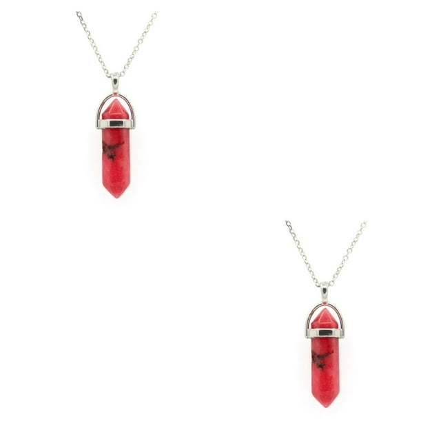 yingyy Hexagon Column Charm Exquisite Gifts Hanging Pendants Crystal Necklace Bracelet Earring Keychains Decorations Red 2Set