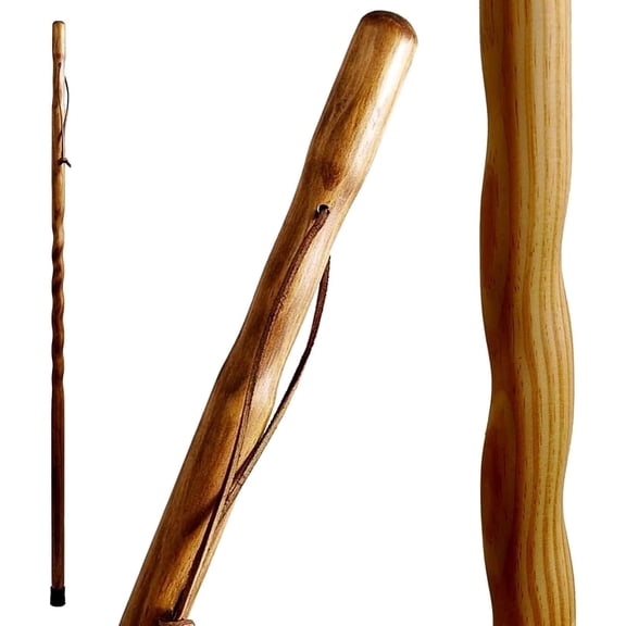 Brazos Handcrafted Wood Walking Stick, Twisted Pine, Trekker Style Handle, for Men & Women, Made in the , Brown, 55"