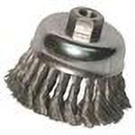 Knot Wire Cup Brush, 4 in Dia, 5/8-11 Arbor, .02 in Stainless Steel