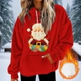 thumbnail image 5 of Flannel Hoodies Womens Christmas Outfits Funny Santa Claus Sweatshirt Soft Velvet Hooded Pullover Sweater Tops (L, Red 02), 5 of 7