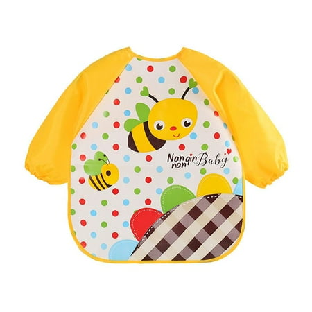 

Final Clearance! New Kids Waterproof Overalls Cute Cartoon Animals Kids Bibs Long Sleeve Apron Beat Smooth Feeding Children Bib Burp Clothing