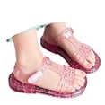 thumbnail image 3 of Gtoiithly Girls Fashion Jelly Sandals Breathable Open Toe Beach Shoes Soft Sole Casual Summer Footwear for Toddlers and Kids Girls Flat Sandals Pink 4-4.5 Years, 3 of 7