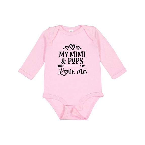 Inktastic Mimi and Pops Love Me Girls Long Sleeve Baby Bodysuit