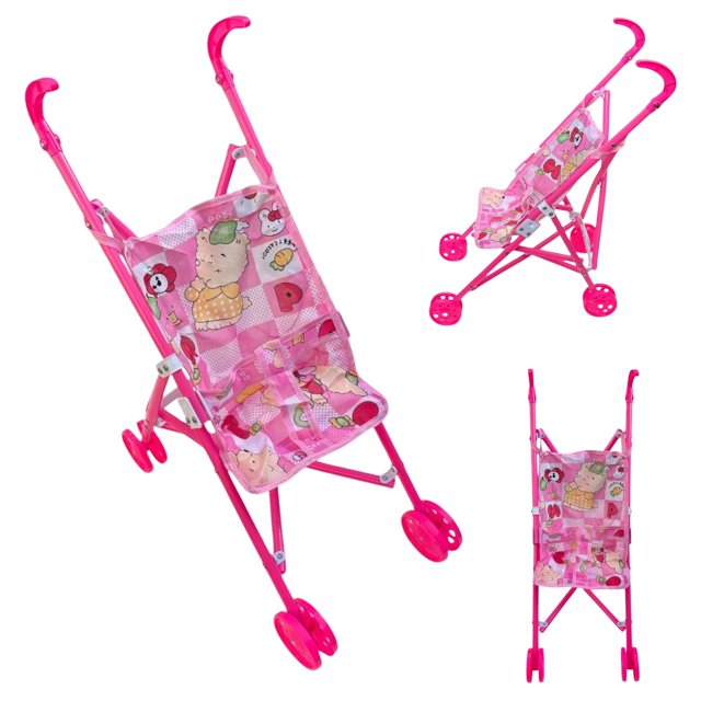 Carriola Infantil de Juguete Para Muñecas Color Rosa Plegable