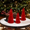 thumbnail image 4 of Red Plastic Flocked Christmas Tree Ornament Set Holiday Desktop Decor for Party Centerpiece, 4 of 9