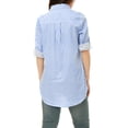 thumbnail image 3 of INSPIRE CHIC Women's Button Down Roll-up Long Sleeves Lapel Collar Shirts L Light Blue, 3 of 6