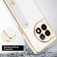 thumbnail image 2 of Designed for OnePlus 11 5G Case with Strap Luxury Plating Gold Bumper Phone Cover Wristband Kickstand Full Body Protective Slim Case for Women-White, 2 of 9