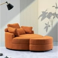 thumbnail image 1 of TOYTEXX Fauteuil Tonneau Rond Pivotant Surdimensionné de 51,2 Pouces, avec Ottomane de Rangement et 4 Coussins, Fauteuil Lounge d'Appoint Rembourré, Orange, 1 of 7