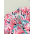 thumbnail image 5 of Springcmy Baby Girls Swimsuit One Piece Floral Zipper Ruffle Toddler Bathing Suit Rash Guard Long Sleeve Swimwear Beach Outfit Red Flamingo 9-12 Months, 5 of 7