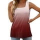 thumbnail image 1 of Playeras,Blusas y Tops,Ropa para Mujer Mujeres Negro Tank Top Camiseta sin mangas para mujer, cuello cuadrado, ajuste holgado, moda informal, estampado degradado, sin mangas (Wine, M), 1 of 4