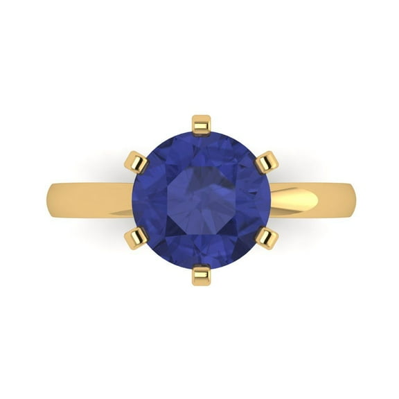Clara Pucci 14K Yellow Gold 3ct Tanzanite Solitaire Ring for Women