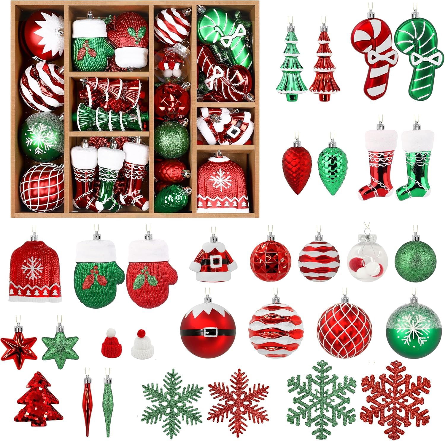 85ct Christmas Balls Ornaments Set, Colorful Shatterproof Plastic Christmas Tree Ornaments, Xmas Decorative Baubles for Christmas Tree Decorations with Hanging Strings