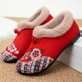 thumbnail image 2 of Wdhugt Chaussures Plates Rouges Style Ethnique Femmes Hiver Brodées Duveteuses Us7 Eu38 Courtes Peluche 9,65 Po, 2 of 6