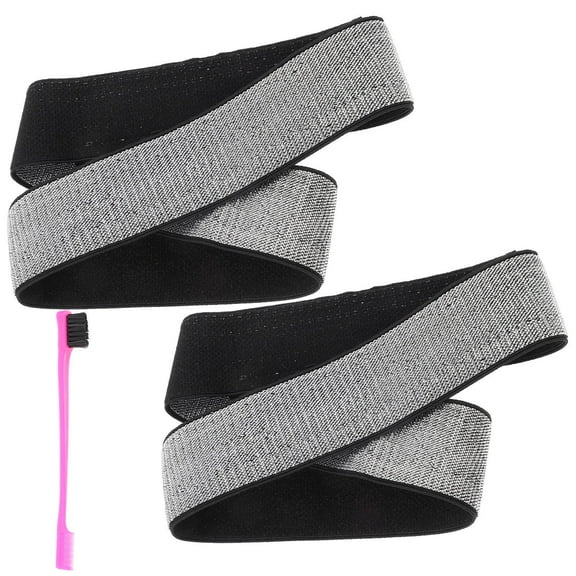 Yardwe 4Set Adjustable Elastic Bands for Wigs Silver 17.5x2x1Cm No Slipping Comfortable