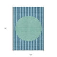 thumbnail image 3 of HomeRoots 597204 10 x 14 ft. Teal Blue & Aqua Striped Washable Indoor & Outdoor Rectangle Area Rug, 3 of 5