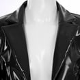 thumbnail image 5 of CHICTRY Womens Lapel Patent Leather Jacket Motorcycle Costume Wet Look Long Sleeve Cropped Coat Black L, 5 of 7