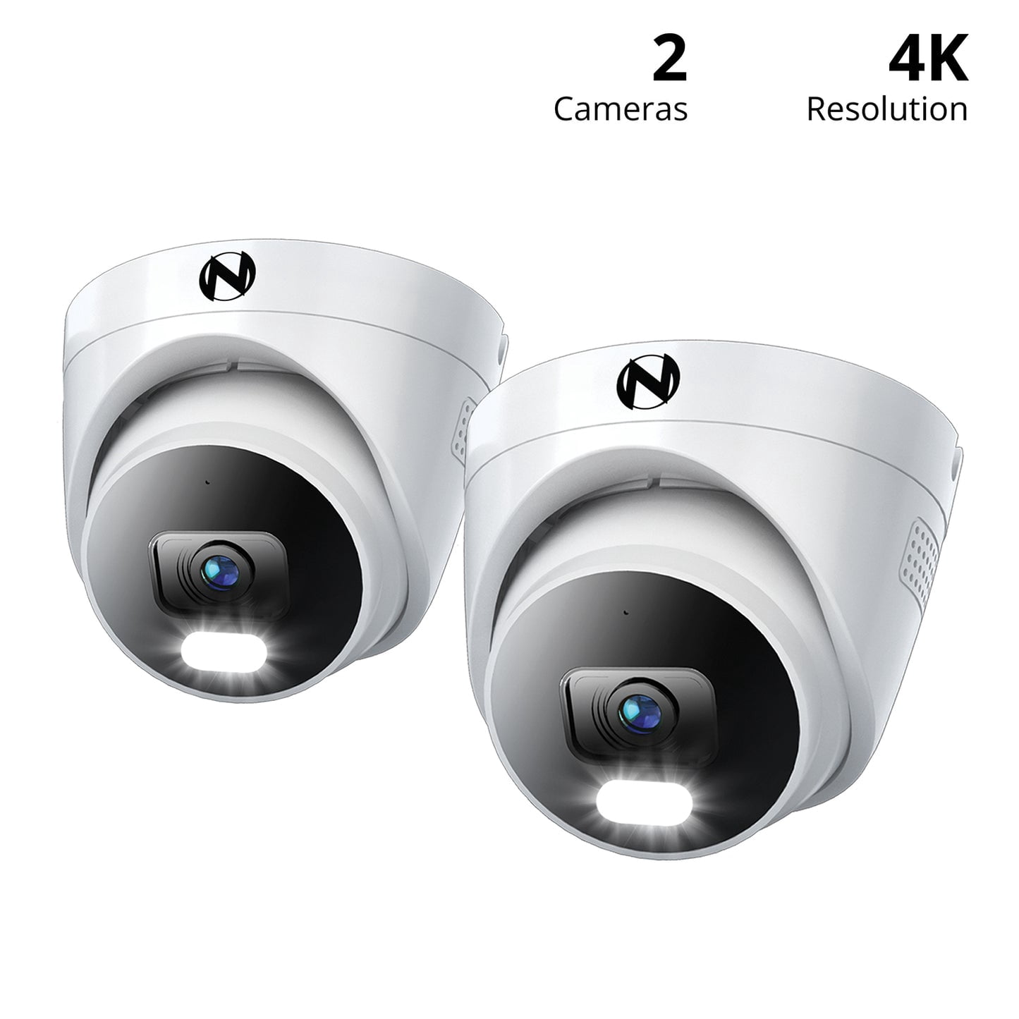 Night Owl Add On Wired IP 4K Deterrence Dome Cameras with 2-Way Audio - 2 Pack - White