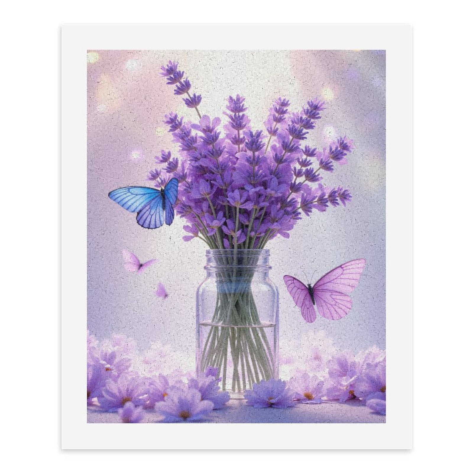 Paint By Numbers Kit for Adults Beginner - DIY Lavender Bouquet Butterflies Bliss Canvas Painting Kits for Adults, Frameless Paint By Number for Adults for Home Wall Decor 16x20 Inch